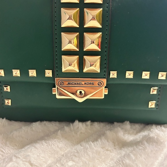 Michael Kors Green Studded Women's Bag - Picture 3 of 12
